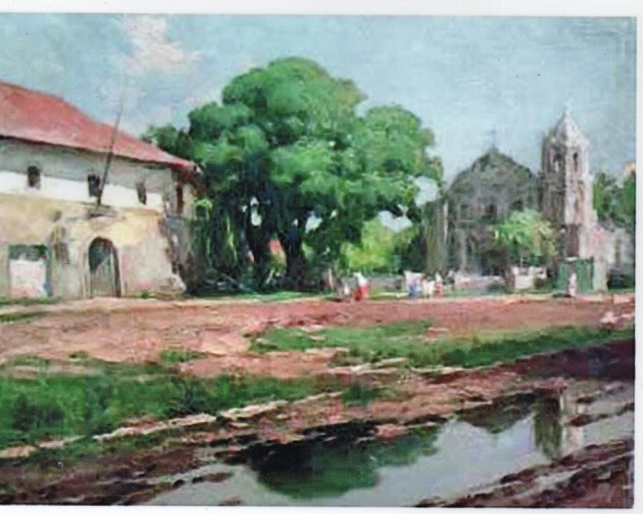 Painting of Ermita de Porta Vaga Church and Porta Vaga (Gate)